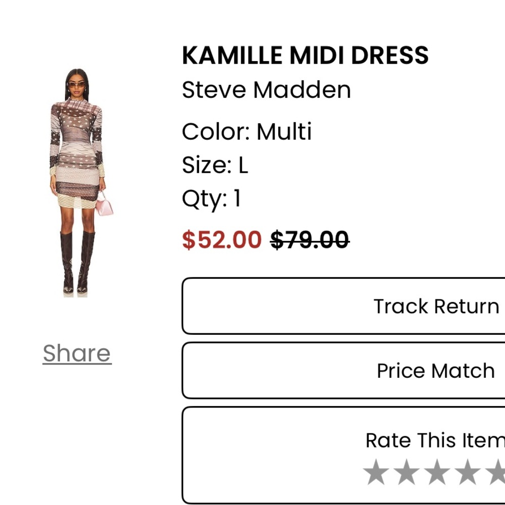 Steve Madden Striped Midi Dress - Black, White, Brown